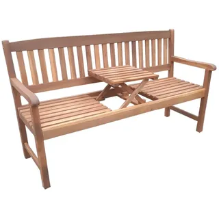 2-Sitzer Gartenbank mit hochklappbarem Tisch aus Akazienholz, ca. 153 x 57 x 88 cm - Braun