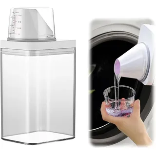 1100 Ml Luftdichter Waschmittelspender, Multifunktionaler Flüssigwaschmittelspender Mit Messbecher, Wiederverwendbar, Für Flüssigwaschmittel, Pulverwaschmittel, Getreideprodukte