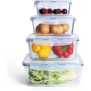 HUSANMP 4-er Set Extra große Frischhaltedosen Glas, Glasbehälter mit Deckel Vorratsbehälter Glas Vorratsdose Glas, BPA-Frei, Geeignet für Spülmaschine, Mikrowelle, Gefrierschrank.