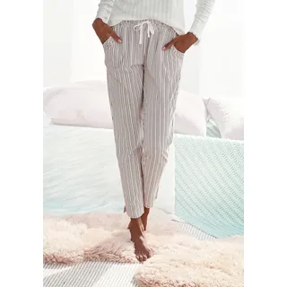 Pyjamahose S.OLIVER Gr. 44/46, N-Gr, rosa (blassrosa, gestreift) Damen Hosen Pyjamas mit Allover-Druck