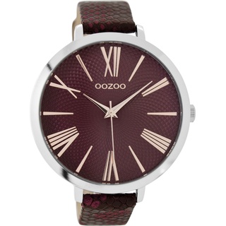 Oozoo Damenuhr mit Snake Look Lederband XXL 48 MM 48 MM Weinrot/Weinrot C9171