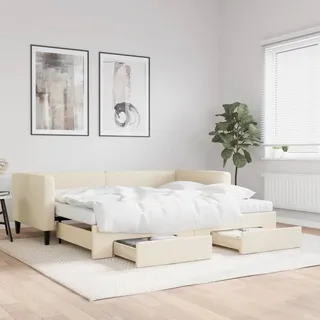 Maison Exclusive - Tagesbett Ausziehbar mit Schubladen Creme 90x200 cm Stoff - Creme