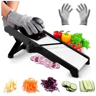 Senmudi Gemüseschneider Mandoline Gemüsehobel Verstellbar,Gemüseschneider mit Edelstahlklingen, Multifunktionaler Gemüseschneider für Gurke. silberfarben