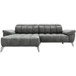 Xora Ecksofa, Dunkelgrau, Metall, Textil, 3-Sitzer, L-Form, Ottomane links, Relaxfunktion, seitenverkehrt erhältlich, USB-Anschluss, Wohnzimmer, Sofas & Couches, Wohnlandschaften, Ecksofas