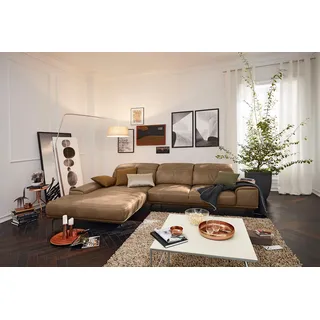 Musterring Wohnlandschaft MUSTERRING "MR 2490 Ecksofa mit erstklassigem Sitzkomfort, Long-Life-Leder", beige (fango, s), B:342cm T:207cm, Sofas, Wohnlandschaft, Fuß Schwarz, Sitzhöhe 46cm, wahlweise mit Funktionen, Maße 342x207 cm