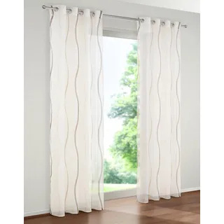 MY HOME Gardine »Dimona«, (2 St.), 2-er Set, transparent, Voile, Polyester, Wellen 832538-6 creme/schoko