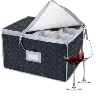 VERONLY Weinglas-Aufbewahrungsbox mit 12 Trennwänden, Stielglas-Schutzträger, Glaswaren-Behälter, Behälter für Weingläser, zerbrechliches Kristall-Geschirr, Umzug, Küche, Party, Reisen, Camping (grau)