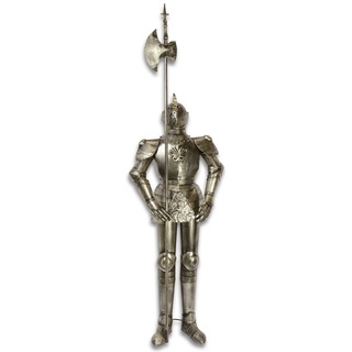 Casa Padrino Ritterrüstung mit Lanze Antik Silber H. 213 cm - Mittelalter Deko Eisen Rüstung