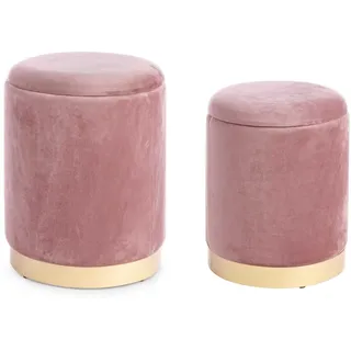 andrea bizzotto Pouf Polina 2er-Set Samt 36 x 45 x 36 cm Rosa