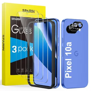 SPARIN Panzer Schutz Glas für Google Pixel 10a, 3 Folie und 2 Kameraschutz | mit Montage Rahmen, 9H Härte Schutzfolie, HD-Klar