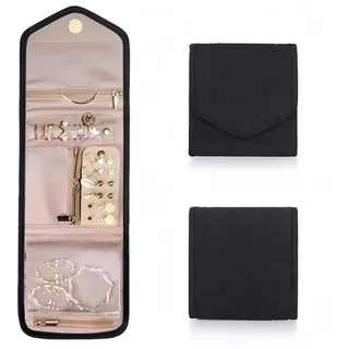 LuxusKollektion Schmuckkasten Schmuck Organizer Tasche für Reisen: Faltbar, Große Kapazität, Mehrere schwarz