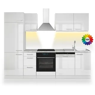 Vicco Küchenzeile Optima 270 cm Weiß hochglänzend