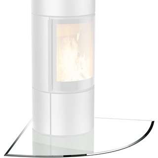BIJON Glasplatte Viertelkreis für Kaminofen mit Dichtlippe, Glasbodenplatte - Funkenschutzplatte Glas mit Facettenschliff, Kamin Hitzeschutz, ESG Sicherheitsglas 110 x 110 cm x 6 mm