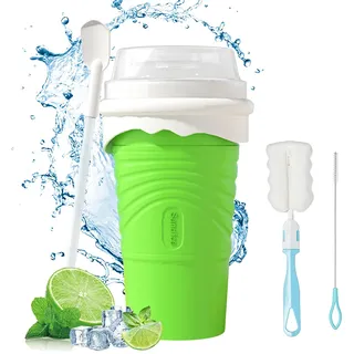 SCBOY Slushy Maker,Eis zum kneten slushy becher,Silikon slushy maker cup,Slush becher mit Strohhalmlöffel und Tassenbürste für Slushie Eis