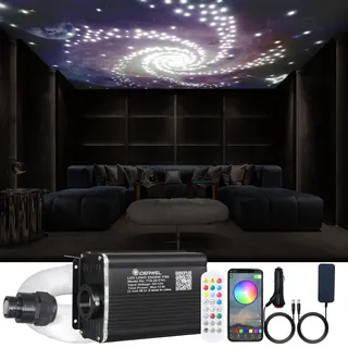 Twinkle Fiber Optic Lights Star Dachhimmel Kit,Smart APP/Fernbedienung/Soundaktivierte RGBW LED Lichtmaschine,450 Stück3 m (0,75 mm + 1,0 mm) gemischte Faserstränge für die Deckenbeleuchtung zu Hause