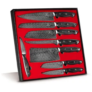 Küchenkompane Messer-Set Asiatisches Messerset Kumai 8-teiliges Küchenmesser Set Premium (8-tlg) grau|schwarz|silberfarben