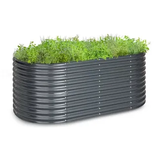 blumfeldt Blumentopf High Grow, High Grow Hochbeet 200 x 80 x 100 cm Stahl-Wellblech einfacher Aufbau grau 200 cm x 80 cm x 100 cm