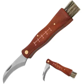 Catime Pilzmesser mit Bürste, Gartenmesser, Klappbares Kleines Taschenmesser, Outdoor Messer mit Holzgriff, Folding Small Pocket Knife, Klappmesser für Pilzesammeln, Schwammerlmesser mit Pinsel