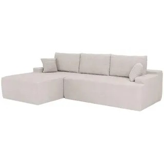 Juskys Eckcouch Cord 3-Sitzer Beige