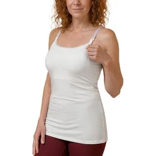 SLOUCHER Damen Still-Shirt Top Umstands Oberteil Stillfreundliches Unterhemd mit verstellbaren Trägern, Farbe:weiß, Größe:S - S