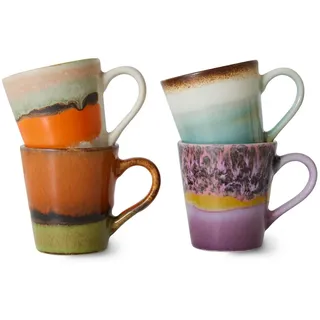 HKliving - 70's Espressotasse, 80 ml, retro (4er-Set)