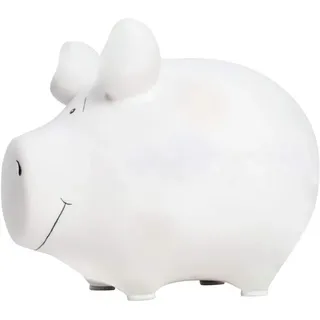 Premium Weddings Sparschwein weiß ca. 12,5 x 9 cm handgefertigt aus Keramik - Sparbüchse Spardose edles Sparschwein zur Hochzeit Sparschwein zur Taufe