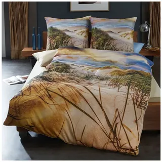 Kaeppel Bettwäsche Mako Satin in 135x200 + 80x80 cm 75946 Dünen Strand, Mako-Satin, 2 teilig, mit Reißverschluss, waschbar bis 60°, trocknergeeignet bunt