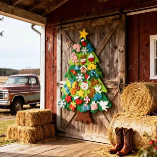 Suusolny Filz weihnachtsbaum DIY Set Mit 36 Ornamente Weihnachten Art Craft Kit,100cm Filz Tannenbaum Home Tür Wand Hängend Deko,Weihnachten Geschenk-Klassischen Typ