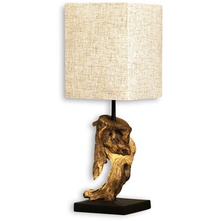 levandeo Lampe Tischlampe aus Holz Holzlampe Treibholz 45cm beige