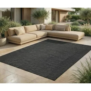 Jimri Outdoorteppich Keywest, Rechteckig, Outdoor Teppich Balkonteppich Terassenteppich schwarz Rechteckig | 80 cm x 150 cm