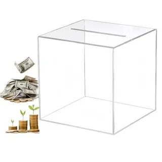 Acryl-Spardose - Transparente Spardose - 15x15x15 cm - Nicht zu öffnen