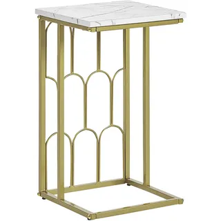 Beliani Beistelltisch, Weiß, Gold, Metall, Quadratisch, 30x54x30 cm, Wohnzimmer, Wohnzimmertische, Beistelltische