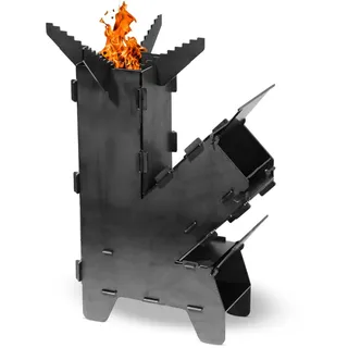 Czaja Raketenofen Rocket Stove Stecksystem aus massivem 3 mm dickem Stahl Feuerschale BBQ Rakete Holzofen Camping Campingkocher Campinggrill Made in Germany