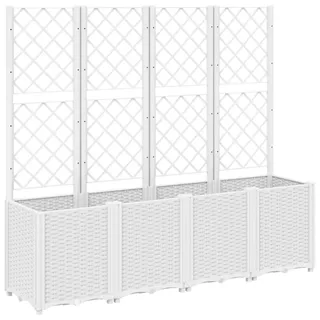 vidaXL Pflanzkübel mit Rankgitter 160 x 40 x 140 cm Weiß