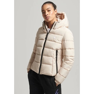 Steppjacke SUPERDRY "HOODED SPIRIT SPORTS PUFFER" Gr. XL, beige (tapioca) Damen Jacken Steppjacken aus wasserabweisendem Material