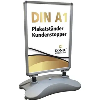 Dreifke Wind- und Wetterfester A1 silber| Plakatständer Outdoor beidseitig Keitum Wind Line silber Gehwegaufsteller Werbetafel