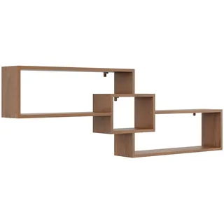 KUBUTKU Dekorativ Wandregal mit 3 Böden 158x53x18 Design Skandinavischer Modern für Wohnzimmer Küche Büro Schlafzimmer Badezimmer Hängeregal Bücherregal (Walnuss)