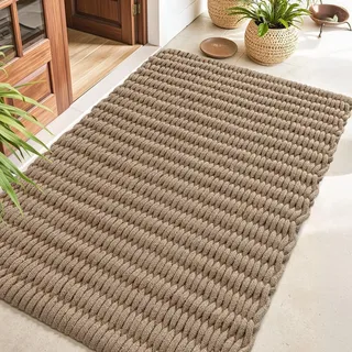 Schmutzfangmatte Jute 80 x 120 cm, wasserabweisend, rutschfest, braun