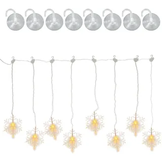 Lichtervorhang "Schneeflocke" 8 LED warm weiß Batterie Timer Xmas-Deko Xmas