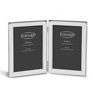 EDZARD Doppel-Bilderrahmen Collage Salerno (für 2 Fotos 13 x 18 cm), edel versilbert, anlaufgeschützt, Hochformat, mit Samtrücken, zum Stellen – Fotorahmen 13x18, Silberrahmen, Geschenk Hochzeit