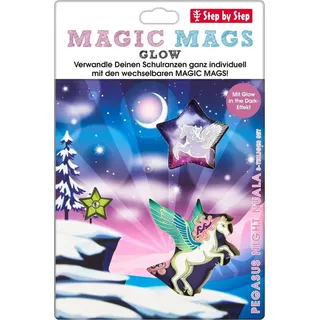 Step By Step MAGIC MAGS Glow „Pegasus Night Nuala“, 3-teilig, in the Dark-Effekt, Ergänzung für Schulranzen oder Rucksack, blau-rosa-weiß