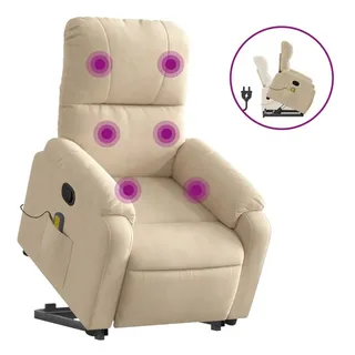 vidaXL Massagesessel mit Aufstehhilfe Polyester 89,5 x 103,5 x 0 cm Weiß