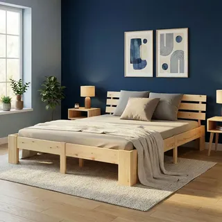 Homestyle4u Holzbett 180 x 200 cm Braun