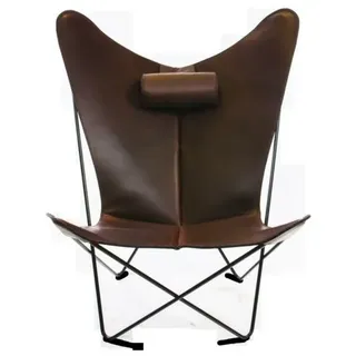 KS Chair Ledersessel Stahl schwarz, Mocca