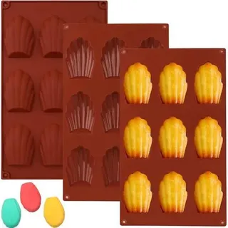 3er Set Silikon Madeleine Backformen Muschelförmig BPA-frei