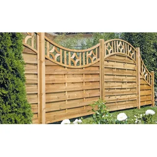 Zaunfeld Köln Doppelbogen 180 x 180 cm auf 160 cm– Holzsichtschutz aus Kiefer/Fichte – Gartensichtschutz mit Rankgitter – Zaun für Garten