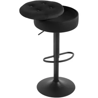 WOLTU Barhocker, Sitzhocker mit Stauraum, Hocker höhenverstellbar 360° drehbar, Drehhocker für Kücheninsel Esszimmer Bar Küche Tresen, Samt Metall, Schwarz