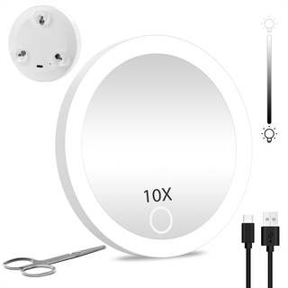 JADAZROR LED-Kompaktspiegel, 10-facher Vergrößerungsspiegel mit Licht, Reise-Make-up-Spiegel mit Vergrößerung, 10cm Handkosmetikspiegel, wiederaufladbarer beleuchteter Taschenspiegel