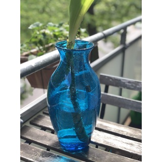 Maison Zoe Glasvase aus Recycling-Glas Belina - türkis - groß - Durchmesser ≈ 12cm Höhe ≈ 29cm - 100% Handmade - Blumenvase - Vase mundgeblasen - Dekovase - Tischvase