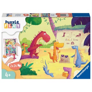 Ravensburger Kinderpuzzle Puzzle&Play 05675 - Dinosaurier im Sommer - 2x24 Teile Puzzle für Kinder ab 4 Jahren